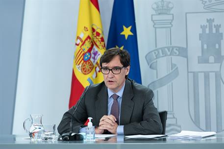 29/09/2020. Rueda de prensa del ministro de Sanidad. El ministro de Sanidad, Salvador Illa, durante la rueda de prensa que ha ofrecido en La Moncloa.