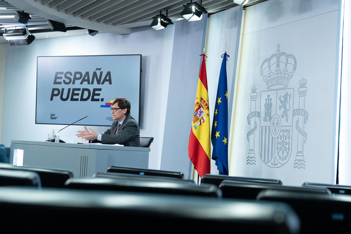 29/09/2020. Rueda de prensa del ministro de Sanidad. El ministro de Sanidad, Salvador Illa, durante la rueda de prensa que ha ofrecido en La Moncloa.