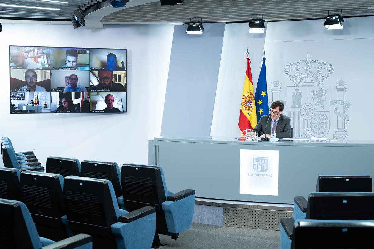 29/09/2020. Rueda de prensa del ministro de Sanidad. El ministro de Sanidad, Salvador Illa, durante la rueda de prensa que ha ofrecido en La Moncloa.