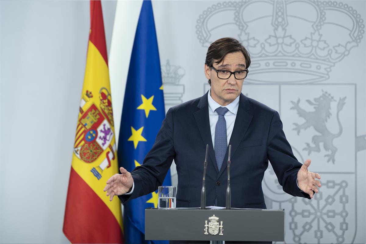 30/04/2020. Rueda de prensa del ministro de Sanidad, Salvador Illa. El ministro de Sanidad, Salvador Illa, durante la rueda de prensa telemá...