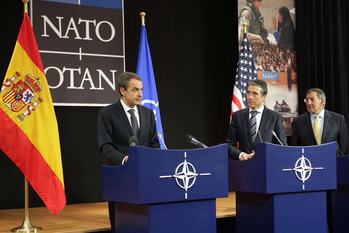 5/10/2011. Intervención del presidente en el Cuartel General de la OTAN. El presidente del Gobierno, comparece en el Cuartel General de la O...