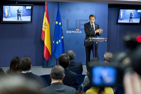 9/12/2011. El presidente del Gobierno asiste al Consejo Europeo. El presidente del Gobierno en un momento de la rueda de prensa posterior al...