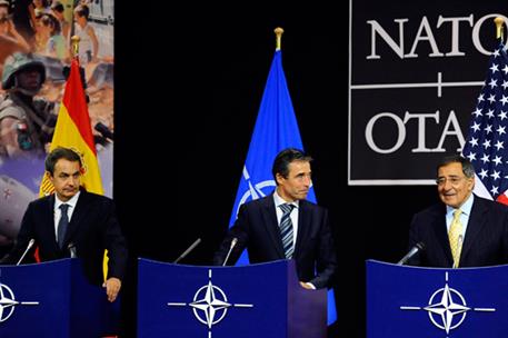 5/10/2011. Intervención del presidente en el Cuartel General de la OTAN. El presidente del Gobierno, comparece en el Cuartel General de la O...