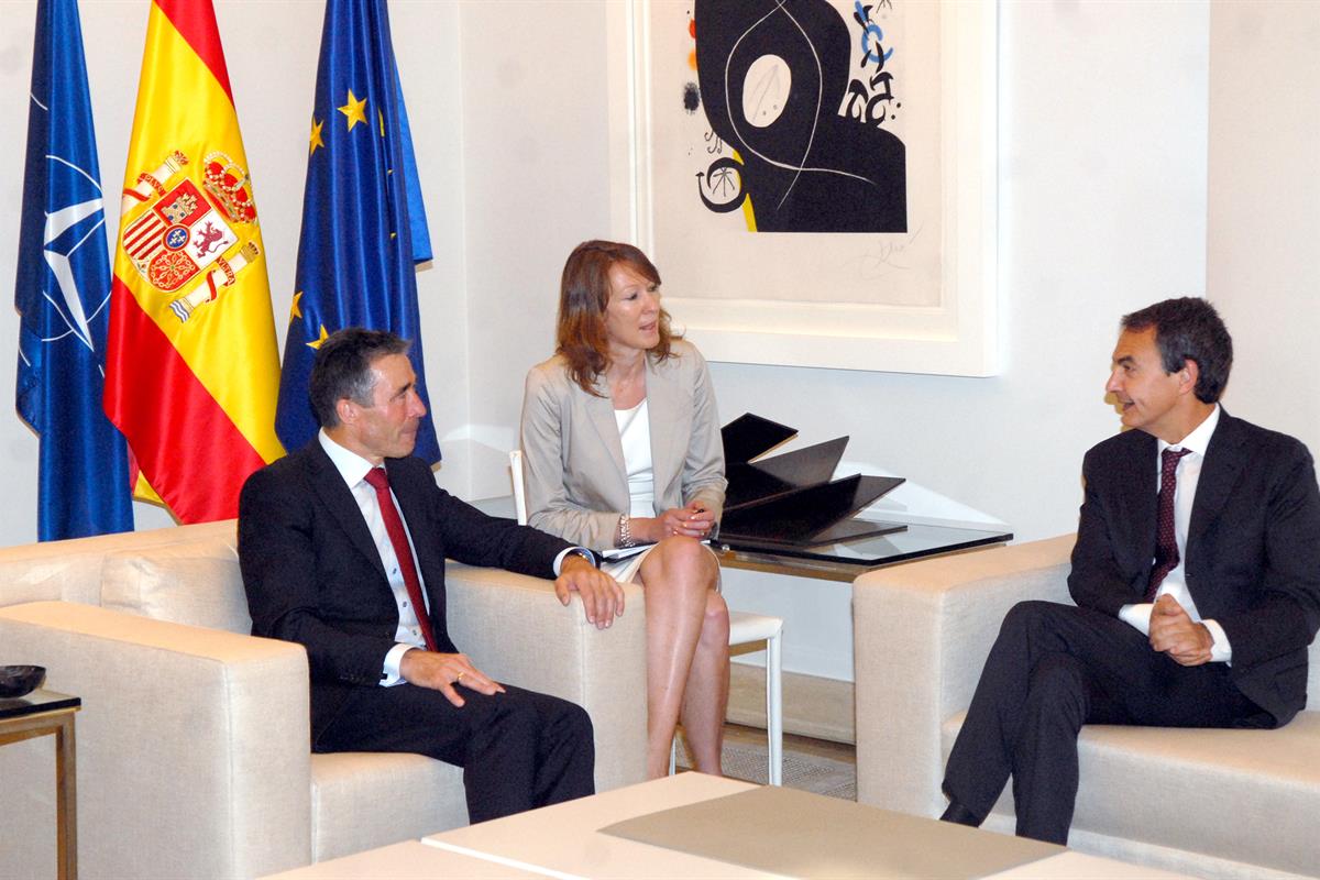 16/06/2011. Encuentro del presidente con el secretario general de la OTAN. El presidente del Gobierno, José Luis Rodríguez Zapatero, durante...