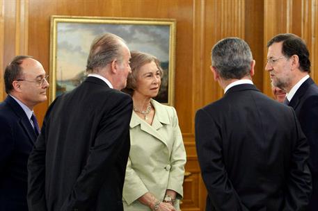 11/06/2012. Rajoy asiste a la promesa del nuevo gobernador del Banco de España. El presidente del Gobierno ha asistido en el Palacio de la Z...