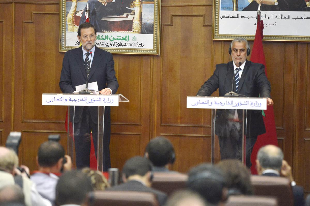 3/10/2012. Viaje oficial del presidente del Gobierno a Marruecos. El presidente del Gobierno, Mariano Rajoy, junto al presidente del Gobiern...