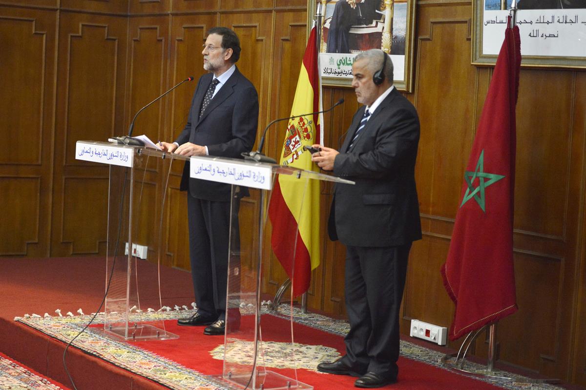 3/10/2012. Viaje oficial del presidente del Gobierno a Marruecos. El presidente del Gobierno, Mariano Rajoy, junto al presidente del Gobiern...
