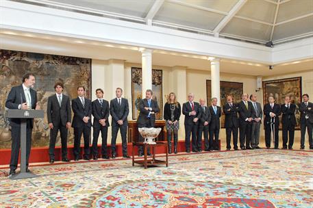 14/02/2012. El presidente recibe al equipo español de tenis ganador de la Copa Davis. El presidente del Gobierno con los integrantes del equ...