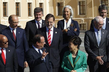 6/09/2013. El presidente asiste a la Cumbre del G20 en San Petersburgo. El presidente del Gobierno, Mariano Rajoy, en la foto de familia de ...