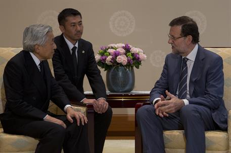 2/10/2013. Viaje del presidente del Gobierno a Japón. El presidente del Gobierno, Mariano Rajoy, es recibido en audiencia por el emperador d...