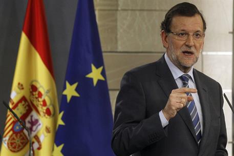 12/12/2013. Mariano Rajoy recibe a Herman Van Rompuy en La Moncloa. El presidente del Gobierno, Mariano Rajoy, durante la rueda de prensa qu...