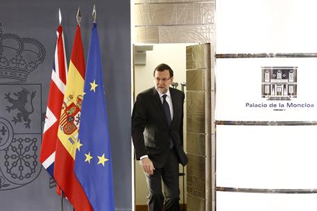 8/04/2013. Rajoy recibe al primer ministro británico. El presidente del Gobierno, Mariano Rajoy, durante la rueda de prensa, tras la visita ...