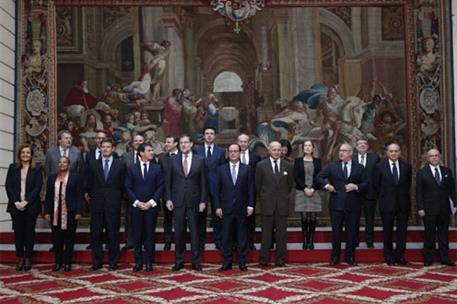 1/12/2014. Rajoy asiste a la XXIV Cumbre franco-española. Foto de familia de la XXIV Cumbre franco-española, en la que participa el presiden...