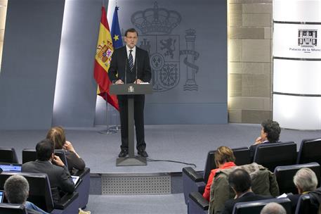 12/11/2014. Comparecencia de Mariano Rajoy en La Moncloa. El presidente del Gobierno, Mariano Rajoy, comparece en La Moncloa para hacer una ...