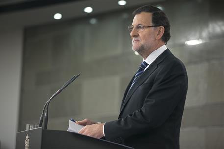 12/11/2014. Comparecencia de Mariano Rajoy en La Moncloa. El presidente del Gobierno, Mariano Rajoy, comparece en La Moncloa para hacer una ...