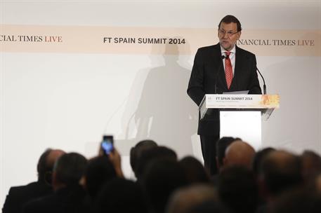14/10/2014. Rajoy interviene en la conferencia "Restaurando la competitividad". El presidente del Gobierno, Mariano Rajoy, durante su interv...