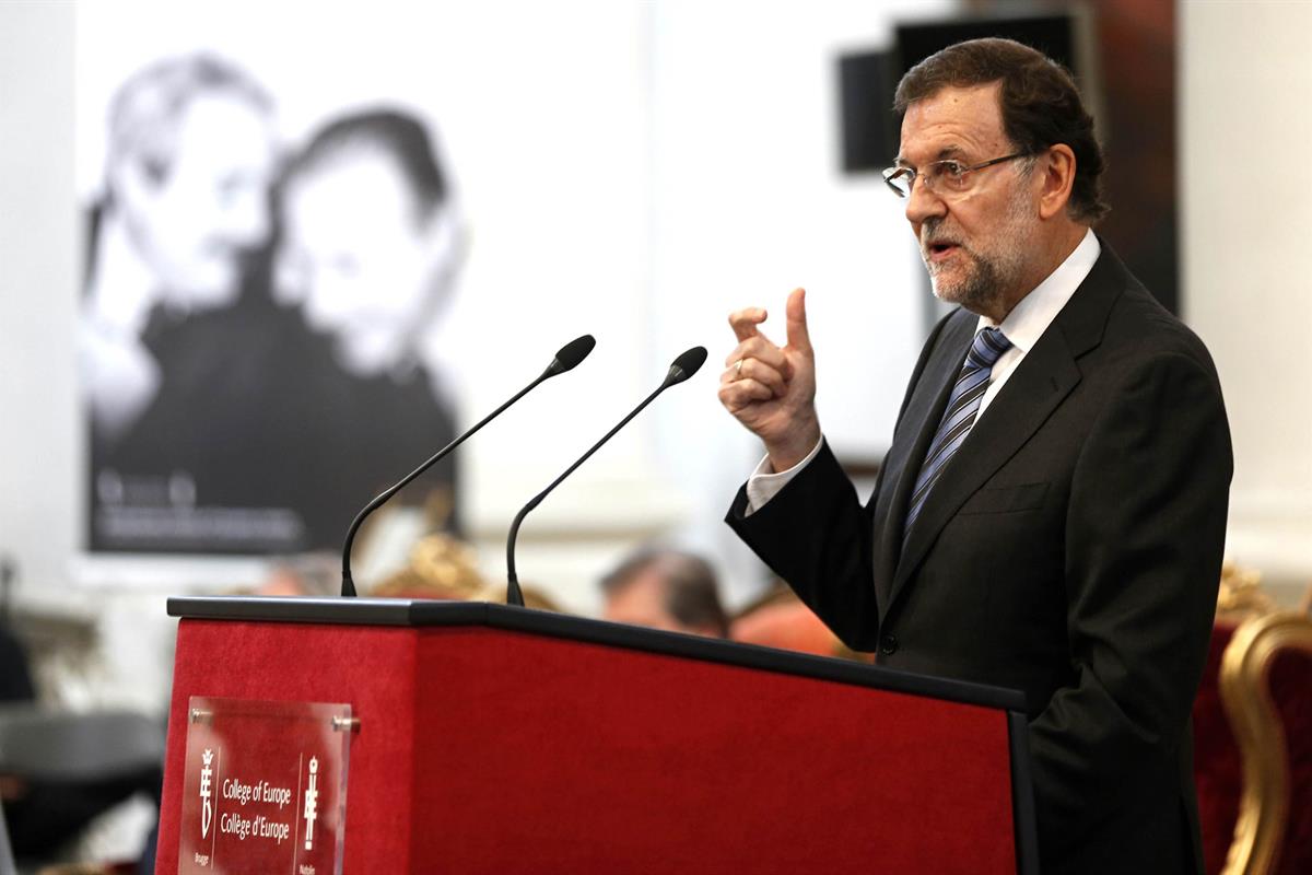 23/10/2014. Rajoy asiste a la apertura del curso del Colegio de Europa. El presidente del Gobierno, Mariano Rajoy, interviene en el acto de ...