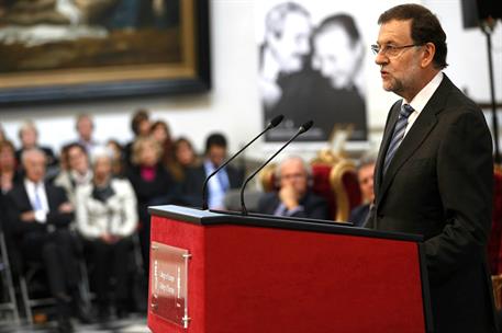 23/10/2014. Rajoy asiste a la apertura del curso del Colegio de Europa. El presidente del Gobierno, Mariano Rajoy, interviene en el acto de ...