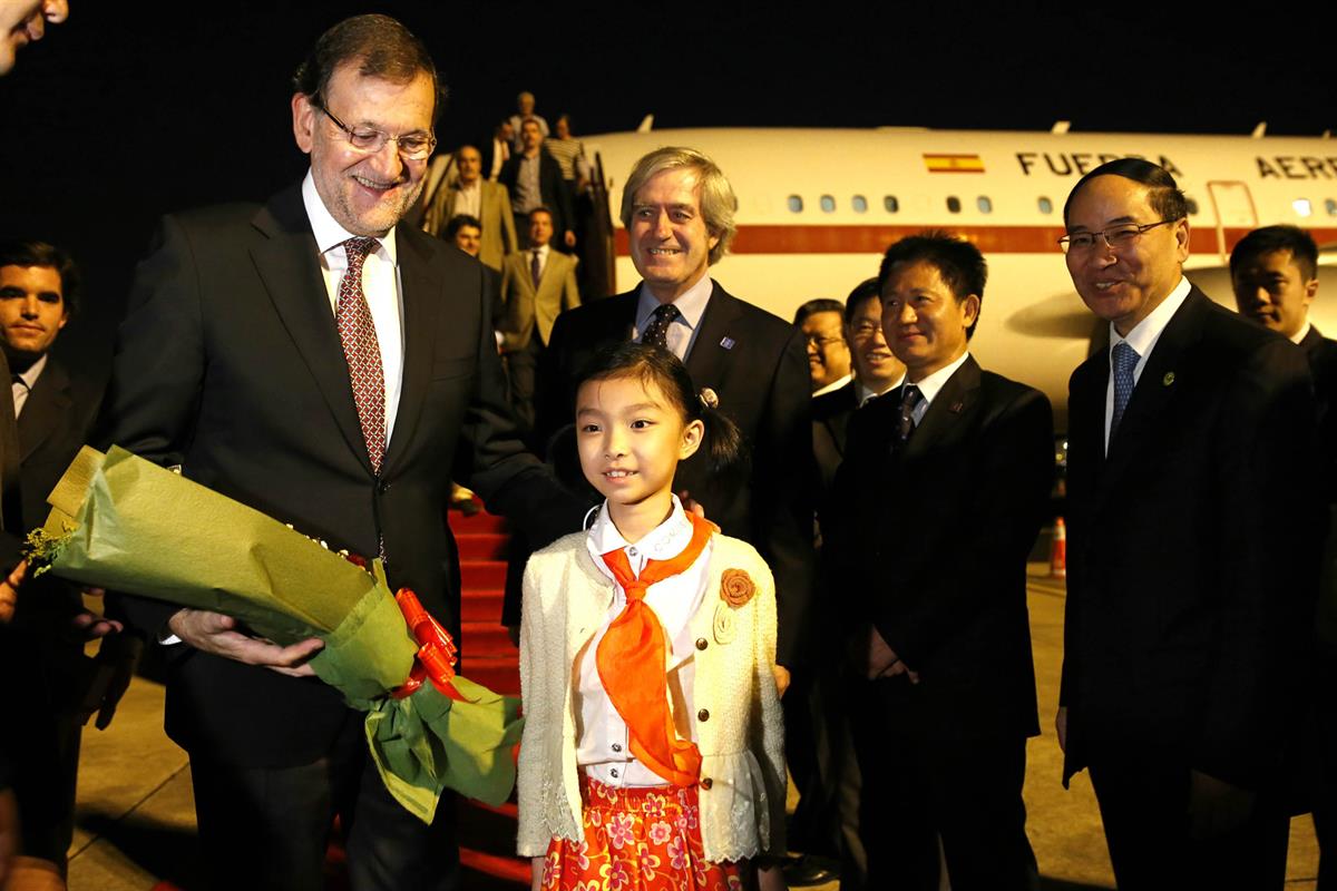 24/09/2014. Visita oficial de Rajoy a la República Popular China. El presidente del Gobierno, Mariano Rajoy, a su llegada a Shanghai en visi...