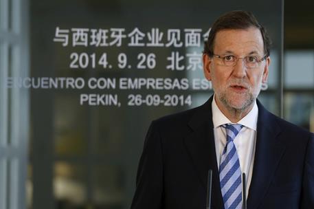 26/09/2014. Encuentro de Rajoy con empresarios españoles en China. El presidente del Gobierno, Mariano Rajoy, ha mantenido un encuentro con ...