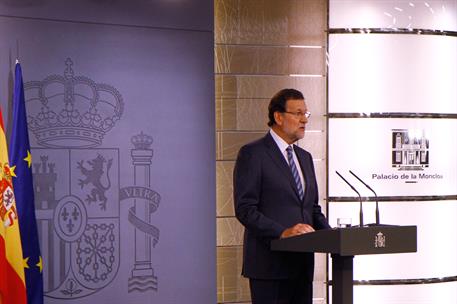 29/09/2014. Declaración institucional del presidente de Gobierno. Declaración institucional del Presidente del Gobierno, Mariano Rajoy, tras...