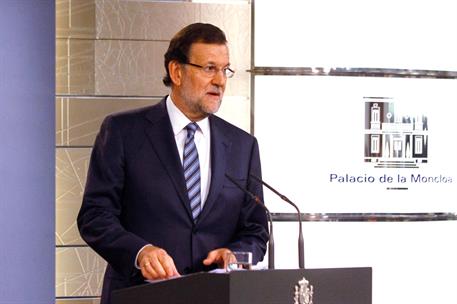 29/09/2014. Declaración institucional del presidente de Gobierno. Declaración institucional del Presidente del Gobierno, Mariano Rajoy, tras...