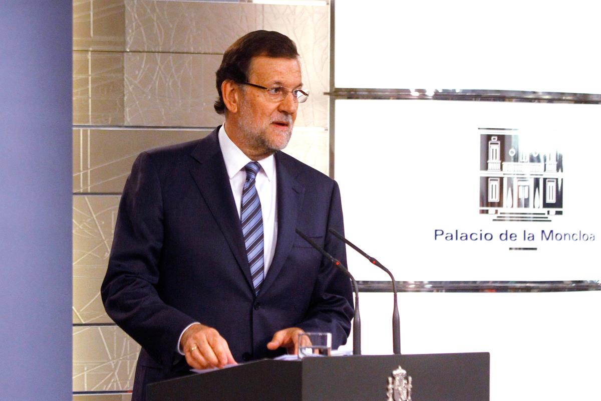 29/09/2014. Declaración institucional del presidente de Gobierno. Declaración institucional del Presidente del Gobierno, Mariano Rajoy, tras...