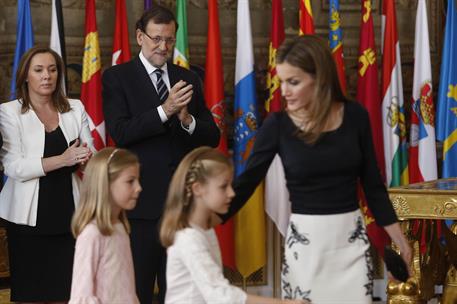 18/06/2014. Rajoy refrenda la ley orgánica de abdicación. El presidente del Gobierno, Mariano Rajoy, durante el acto solemne de sanción y pr...