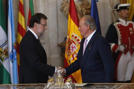 18/06/2014. Rajoy refrenda la ley orgánica de abdicación. El presidente del Gobierno, Mariano Rajoy, durante el acto solemne de sanción y pr...