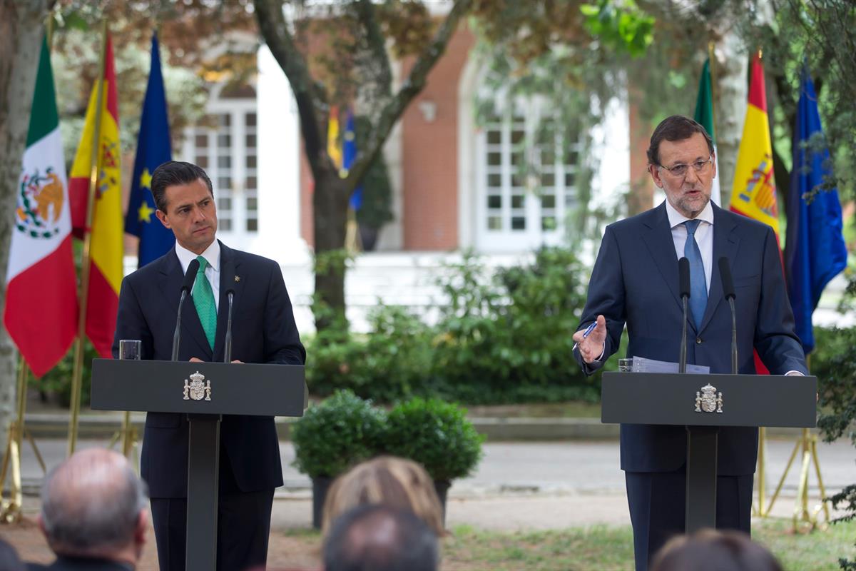 10/06/2014. Rajoy comparece con Peña Nieto. El presidente del Gobierno, Mariano Rajoy, comparece junto al presidente de México, Enrique Peña...