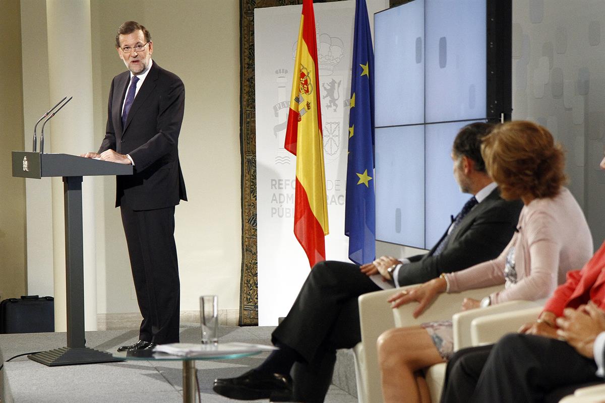 18/09/2014. Presentación del informe CORA. El presidente del Gobierno, Mariano Rajoy, interviene en la presentación del informe anual de la ...
