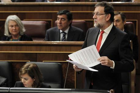 17/12/2014. Rajoy asiste a la sesión de control al Gobierno en el Congreso. El presidente del Gobierno, Mariano Rajoy, interviene en la sesi...