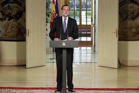 26/12/2014. Mariano Rajoy hace balance de tres años de gobierno. El presidente del Gobierno, Mariano Rajoy, al incio de su comparecencia en ...