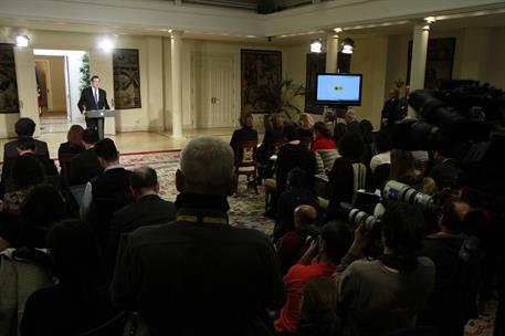 26/12/2014. Mariano Rajoy hace balance de tres años de gobierno. Intervención del presidente del Gobierno, Mariano Rajoy, durante su compare...