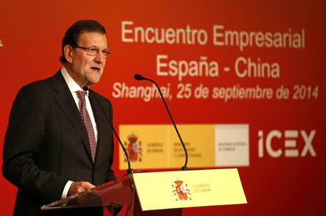 25/09/2014. Rajoy en el encuentro empresarial España-China. El presidente del Gobierno, Mariano Rajoy, durante el encuentrio empresarial España-China