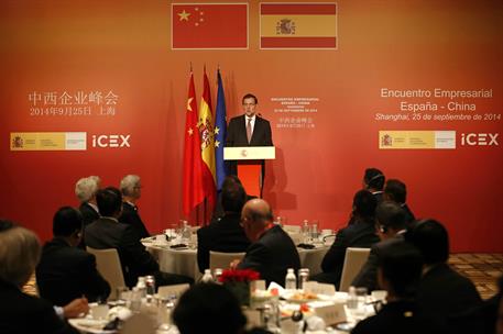 25/09/2014. Rajoy en el encuentro empresarial España-China. El presidente del Gobierno, Mariano Rajoy, durante el encuentro empresarial España-China