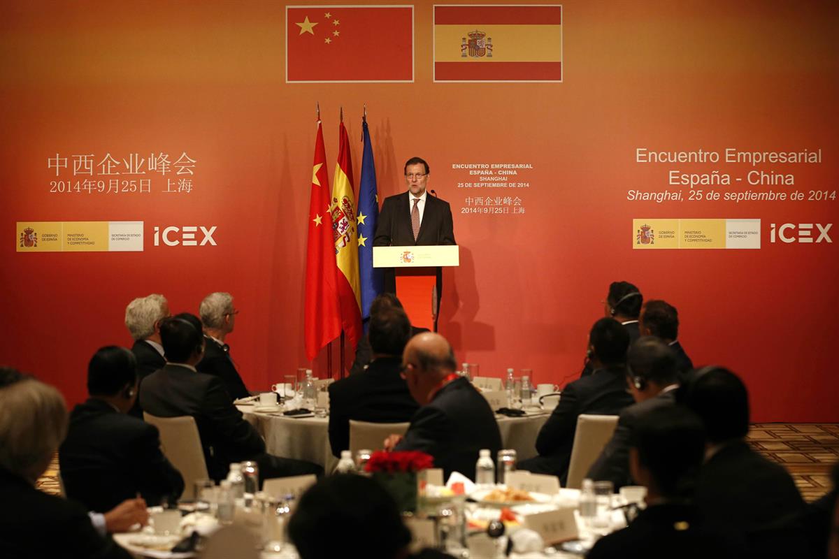 25/09/2014. Rajoy en el encuentro empresarial España-China. El presidente del Gobierno, Mariano Rajoy, durante el encuentro empresarial España-China