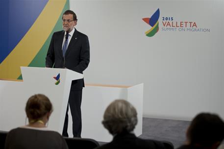 12/11/2015. Rajoy en la Cumbre sobre Migración de La Valeta. El presidente del Gobierno, Mariano Rajoy, comparece en la rueda de prensa que ...