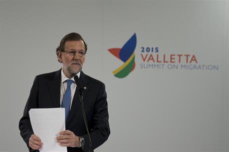 12/11/2015. Rajoy en la Cumbre sobre Migración de La Valeta. El presidente del Gobierno, Mariano Rajoy, comparece en la rueda de prensa que ...