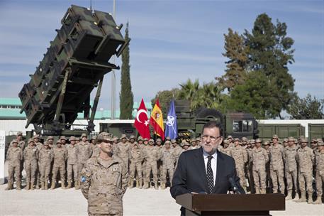 15/11/2015. Rajoy con el contingente español en Adana (Turquía). El presidente del Gobierno, Mariano Rajoy, se dirige a los miembros del con...