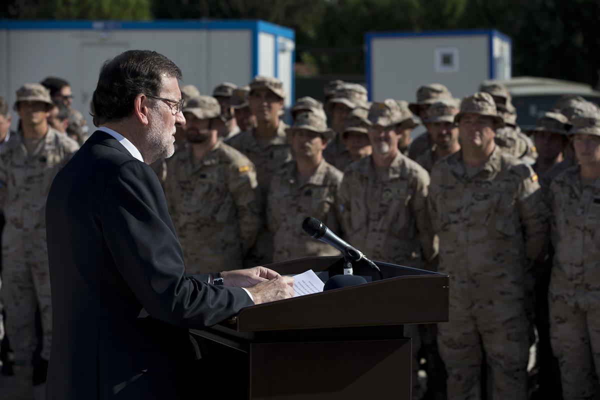 15/11/2015. Rajoy con el contingente español en Adana (Turquía). El presidente del Gobierno, Mariano Rajoy, se dirige a los miembros del con...