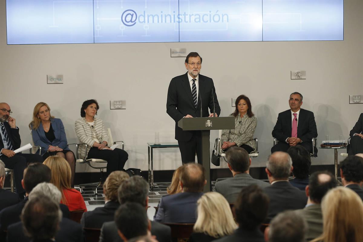 19/02/2015. Acto sobre Tecnología de la Información en la Administración. El presidente del Gobierno, Mariano Rajoy, interviene en un acto s...