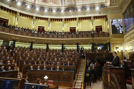 24/02/2015. Rajoy participa en el Debate sobre el estado de la nación. El presidente del Gobierno, Mariano Rajoy, durante su intervención en...