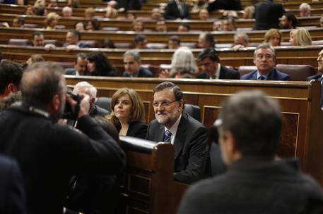 24/02/2015. Rajoy participa en el Debate sobre el estado de la nación. El presidente del Gobierno, Mariano Rajoy, esperando para empezar el ...
