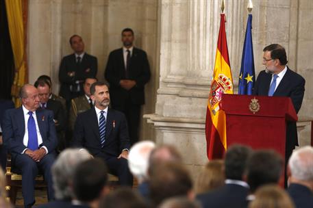 24/06/2015. Aniversario de la adhesión de España a las Comunidades Europeas. El presidente del Gobierno, Mariano Rajoy, interviene en el sol...