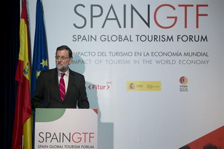 27/01/2015. Rajoy interviene en el Spain Global Tourism Forum. El presidente del Gobierno, Mariano Rajoy, durante su intervención en el foro...