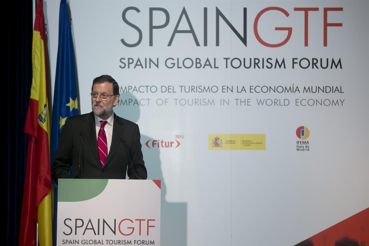 27/01/2015. Rajoy interviene en el Spain Global Tourism Forum. El presidente del Gobierno, Mariano Rajoy, durante su intervención en el foro...