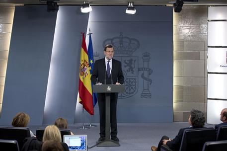 27/10/2015. Declaración institucional de Mariano Rajoy. El presidente del Gobierno, Mariano Rajoy, realiza una declaración institucional en ...