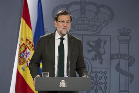 30/10/2015. Rajoy comparece en La Moncloa. El presidente del Gobierno, Mariano Rajoy, comparece para informar de las reuniones mantenidas co...