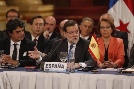 9/03/2015. El presidente interviene en la Cumbre SICA-España. El presidente del Gobierno, Mariano Rajoy , durante su intervención en la cumb...